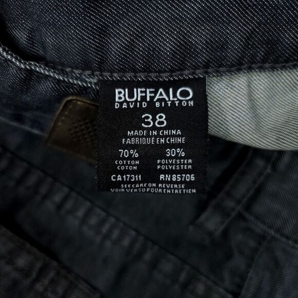 Buffalo David Bitton Six Basic Slim Straight Mens 38x27 Blue Grunge 11" Rise - Picture 4 of 8
